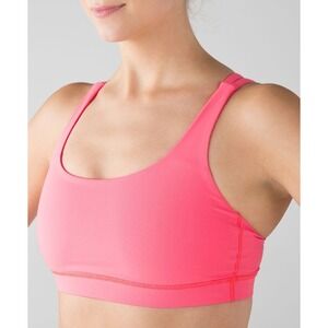 Lululemon Energy Bra Size 8 Flash Light Pink Luxtreme Crossback EUC No Pads
